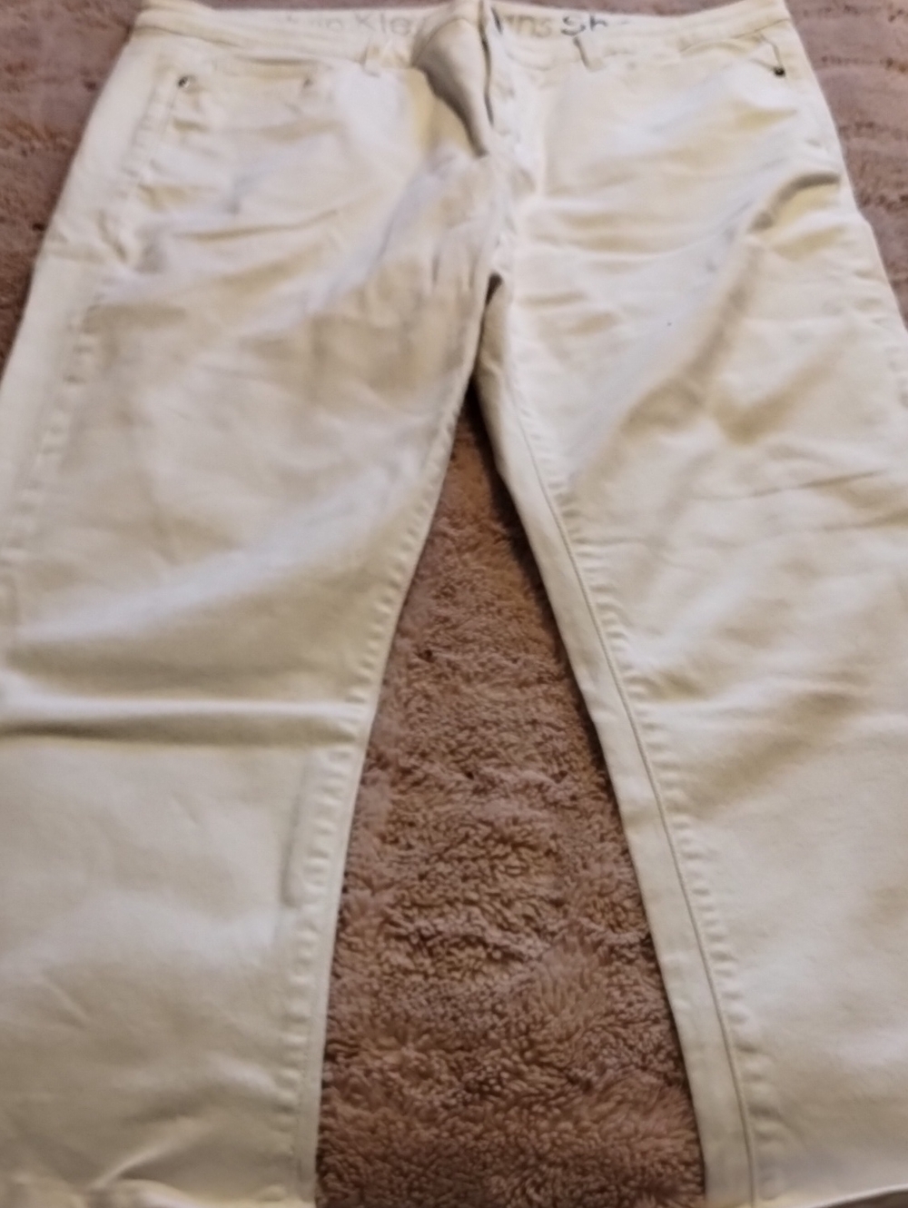Calvin Klein Off-White Jeans with Branded Lining